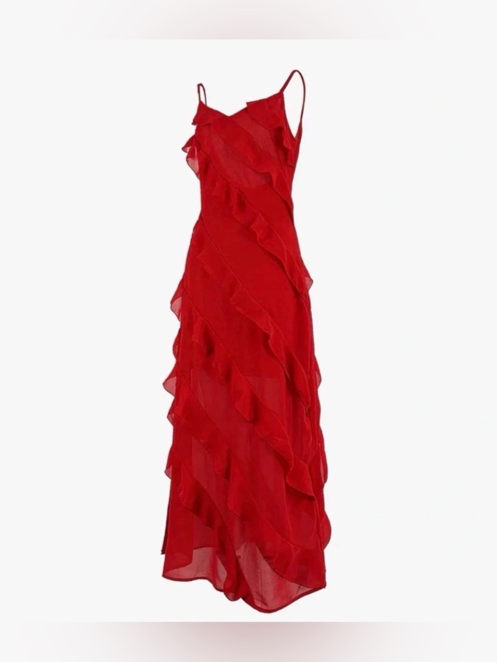 Commense | Red Ruffle Maxi Dress - Picture 2 of 3